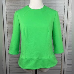 LIZ CLAIBORNE Lime Green 3/4 Sleeve Back Zip Blouse-PS